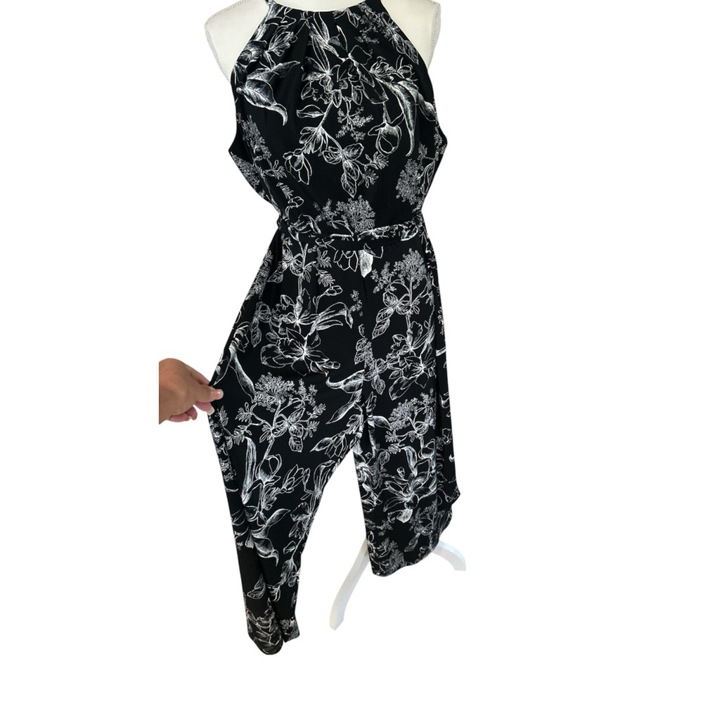White House Black Market Black and White Floral Jumpsuit